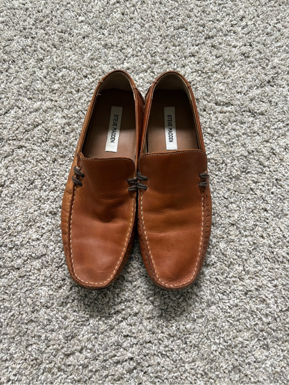 Steve Madden Men's Tan/Brown Leather Slip-On Moccasins